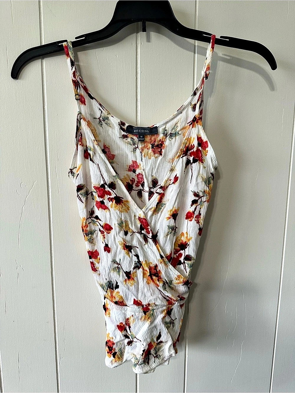 Be Cool Floral Ruched Tank Top in White & Red